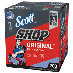 Scott Blue Shop Towels in a Box 10x12 inch blue towels in pop-up dispenser box