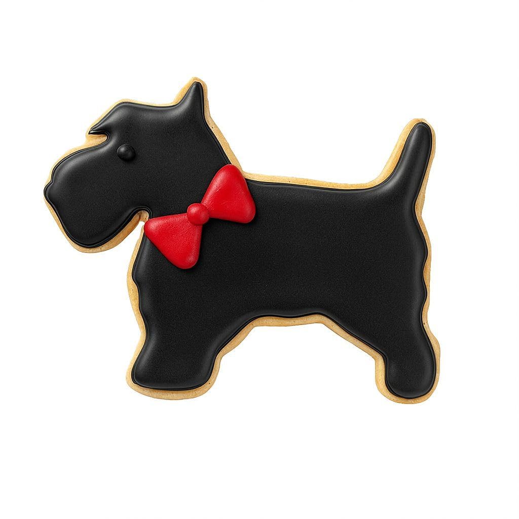 Scottie dog shaped cookie cutter 3.5 inch stainless steel closeup