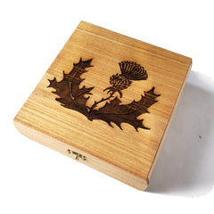 Scottish Thistle Latched Wooden Box with gold clasp