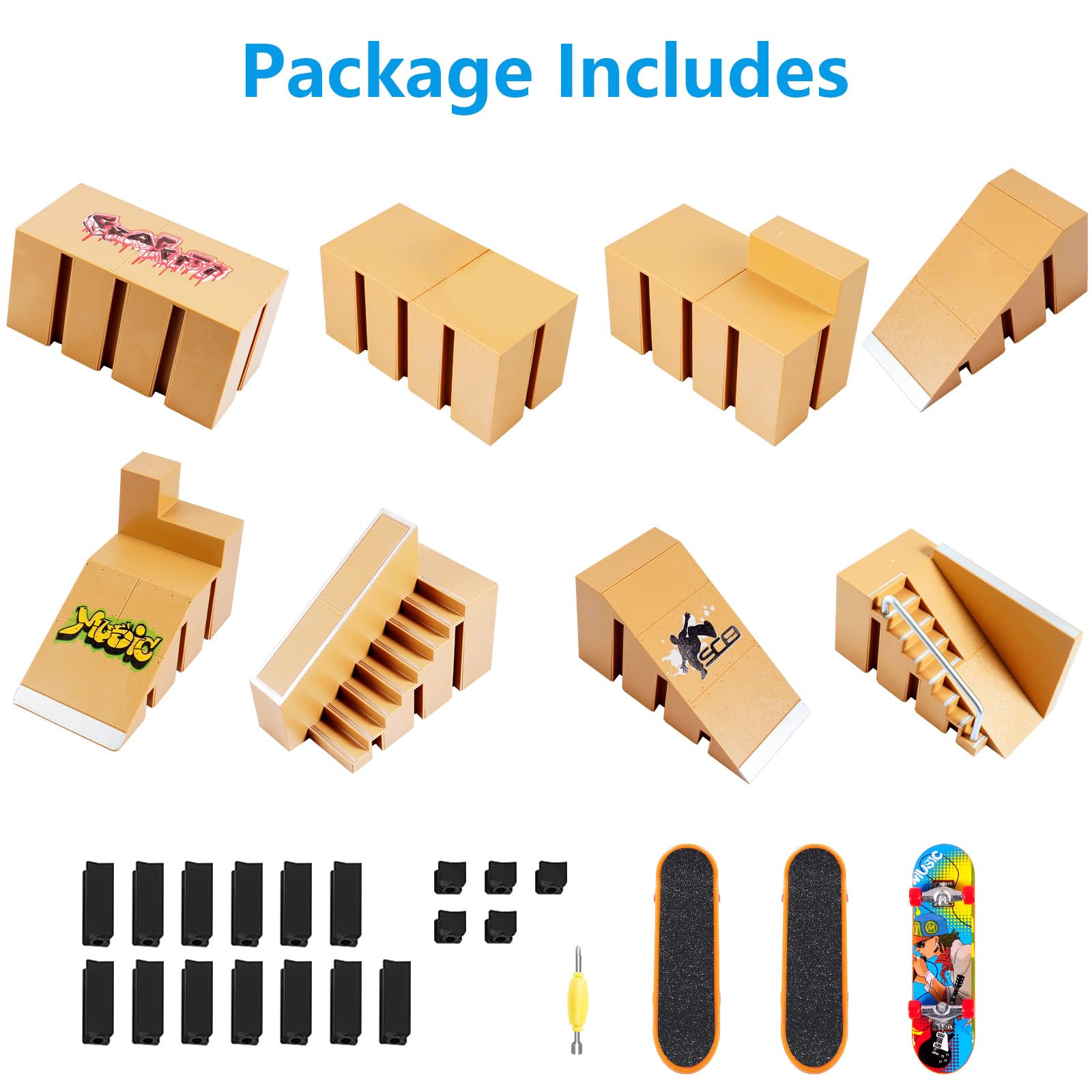 ABS material finger skateboard components in the kit