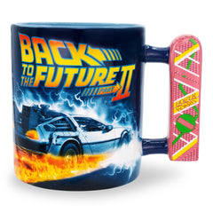 Ceramic coffee mug holds 20 ounces with Delorean design