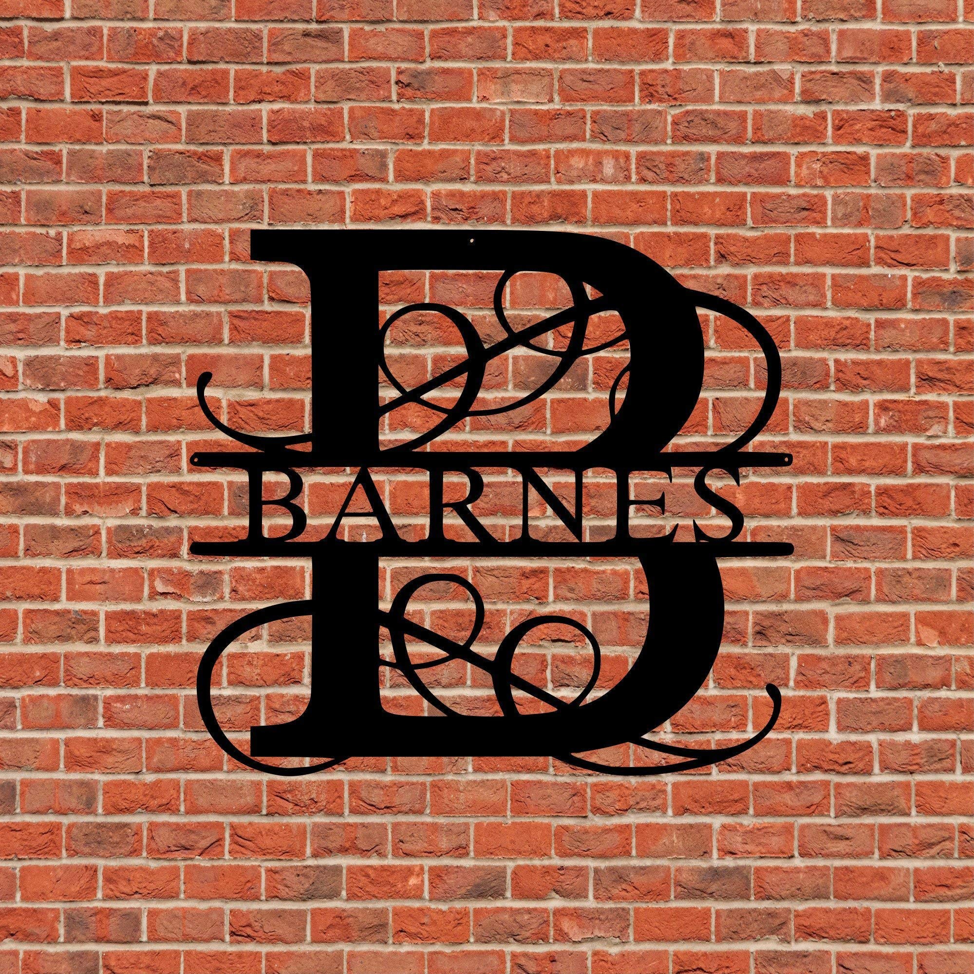 Last name monogram wall decor for home outdoor