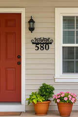 Personalized Scrolled Heart Address Sign by Sea Biscuit Metal Designs carbon steel