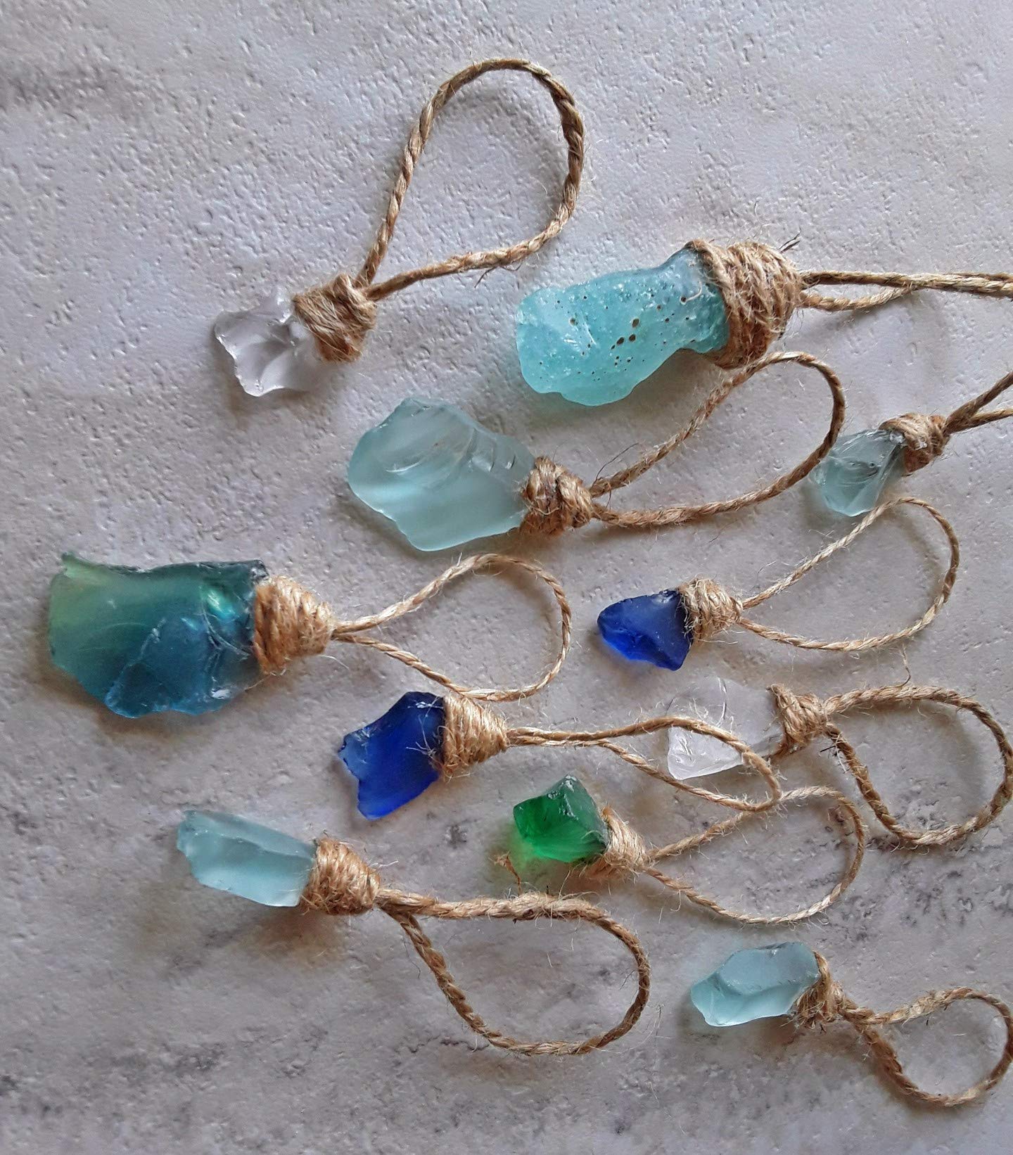 Handmade sea glass ornament set in USA by Curious Creations