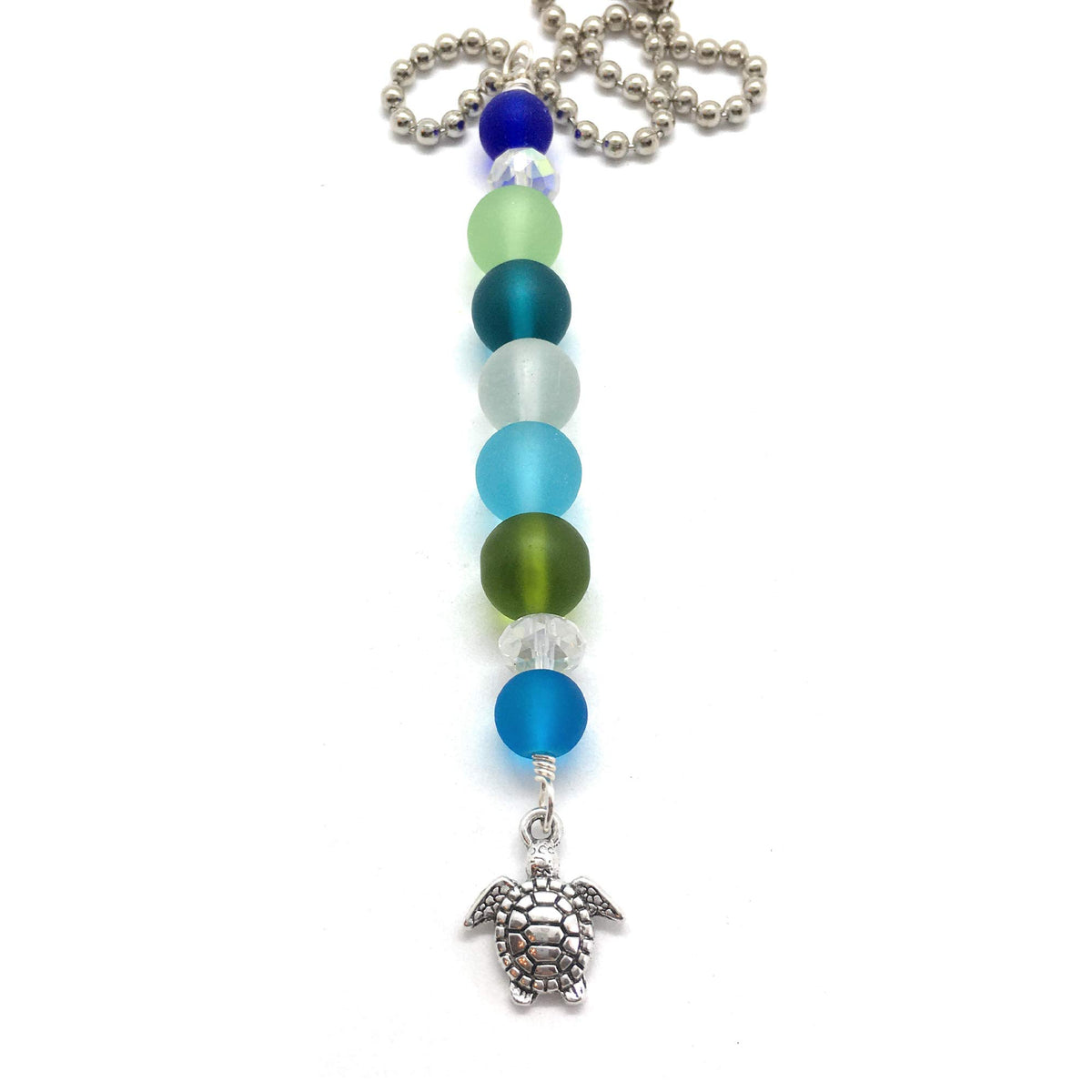 Sea glass turtle car charm for rear view mirror