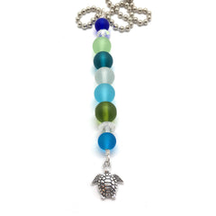 Sea glass turtle car charm for rear view mirror