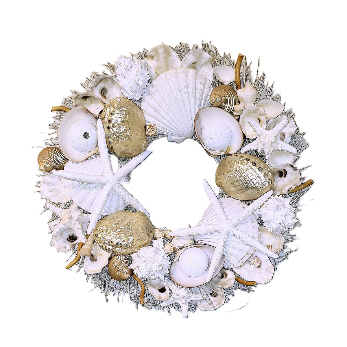 Sea Shell Wreath on Birch Twig with highly polished abalone shells