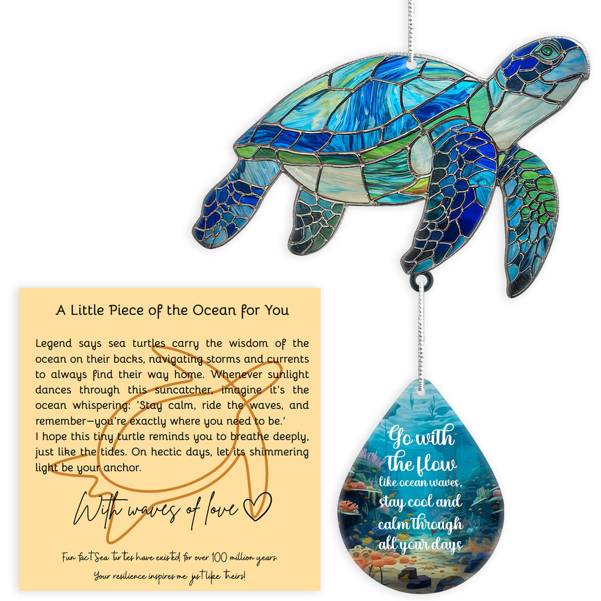 Sea turtle christmas ornament with stained glass acrylic finish