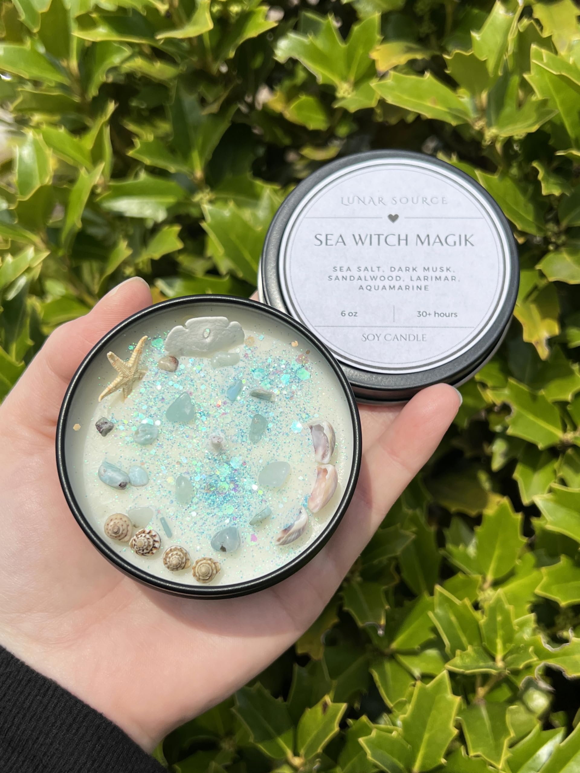 Natural soy wax candle with cotton wick by Sea Witch