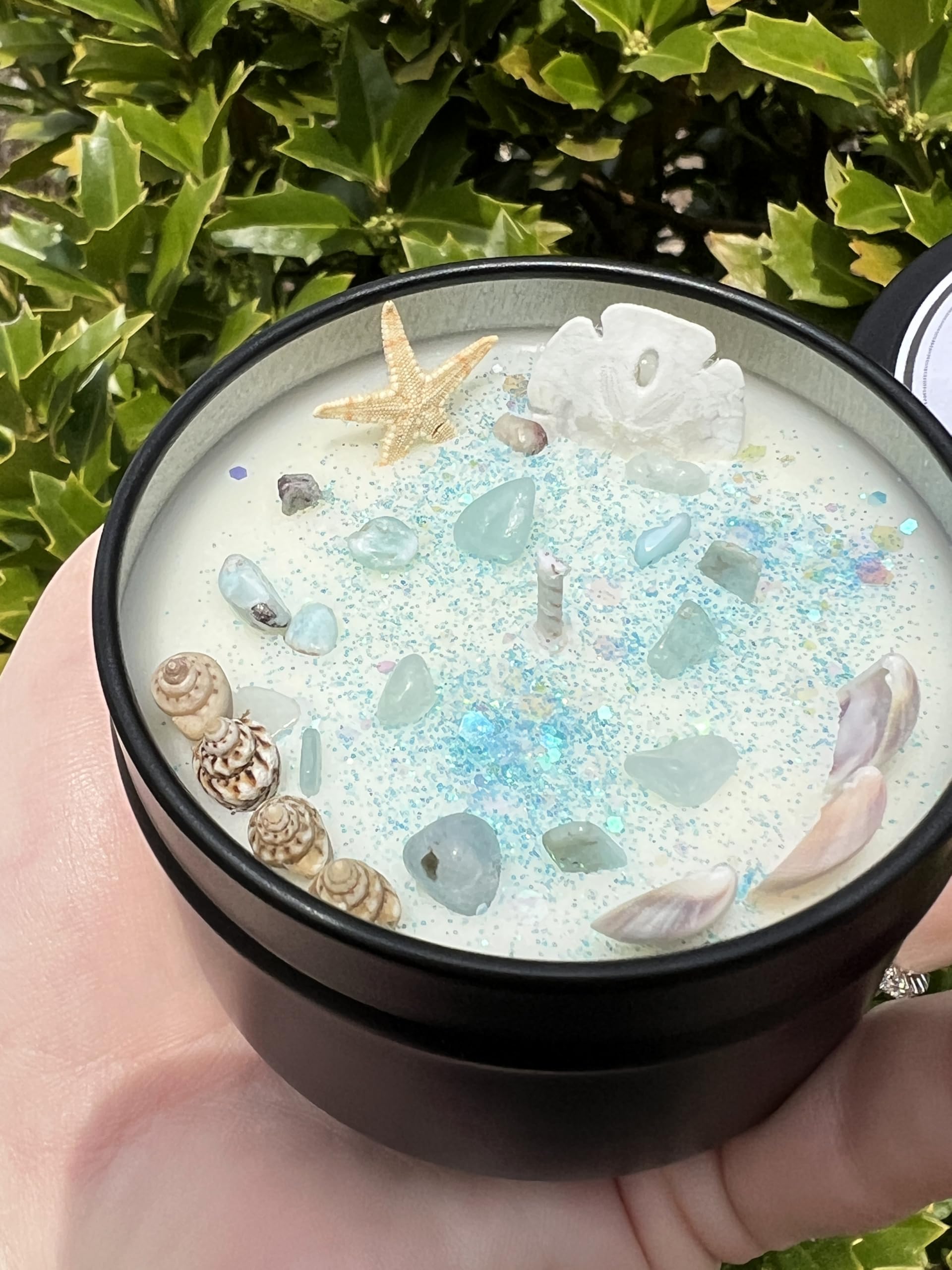 Handmade to order Sea Witch Mermaid Magick Candle with crystals