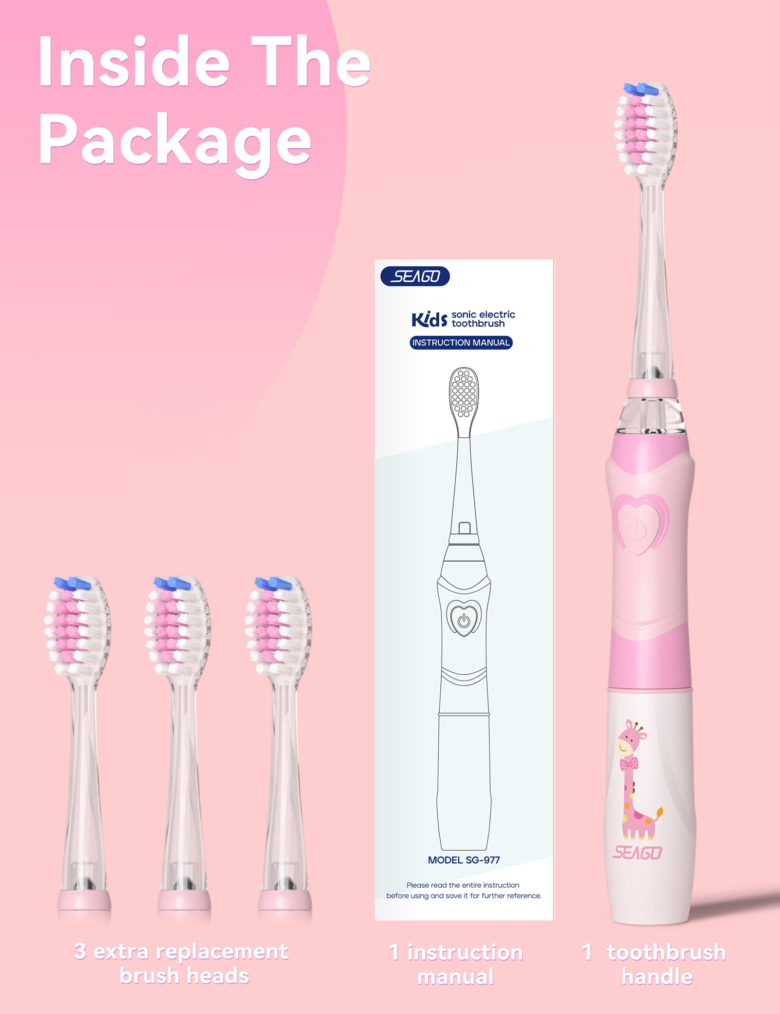 Instruction manual included with SEAGO Kids Electric Toothbrush