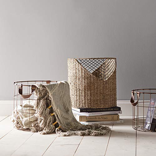 Pack of 3 round seagrass storage baskets for blankets and magazines