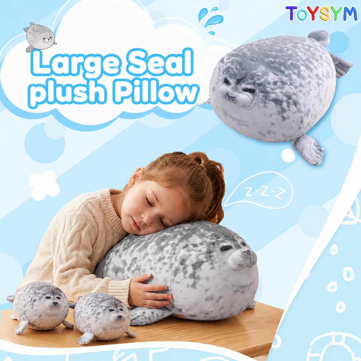 Removable baby seals inside mommy seal plush pillow