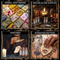 Sealed bottles of mixed botanicals for rituals