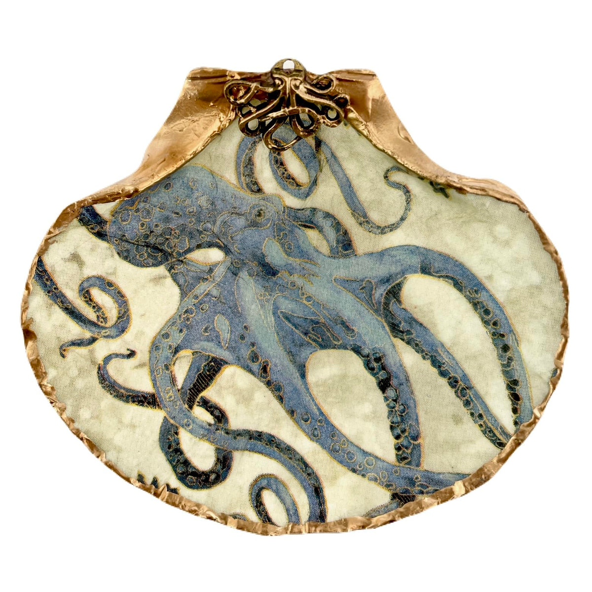 Sealife handmade gifts for women shell trinket dish with gold leaf edges