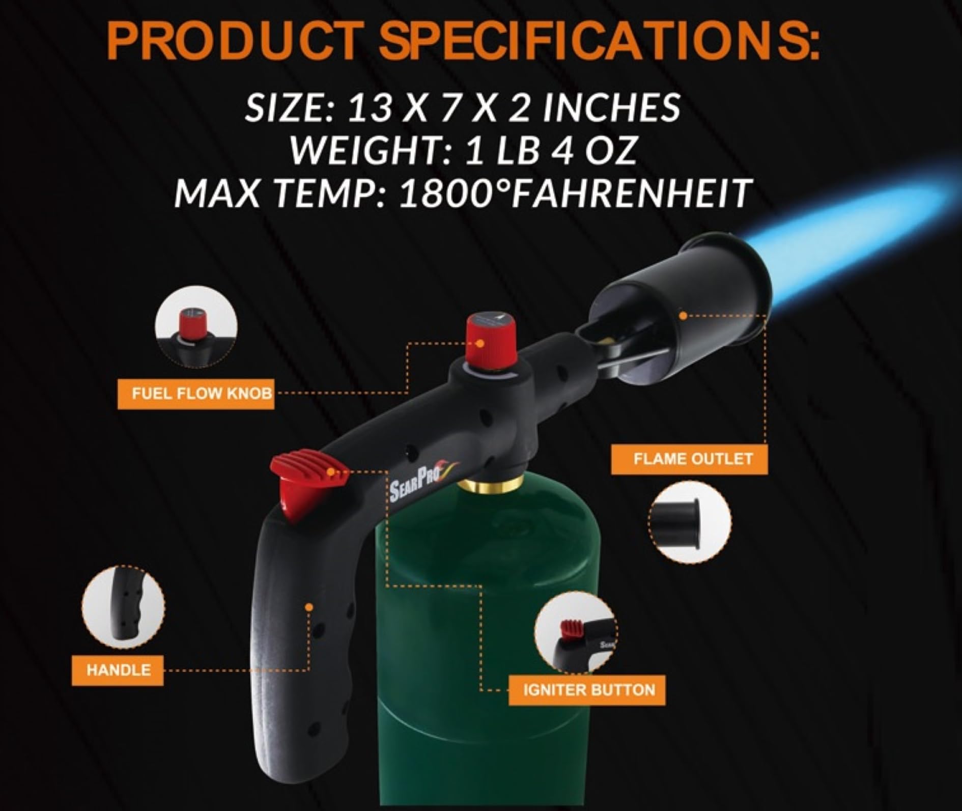 SearPro barbecue torch for grilling