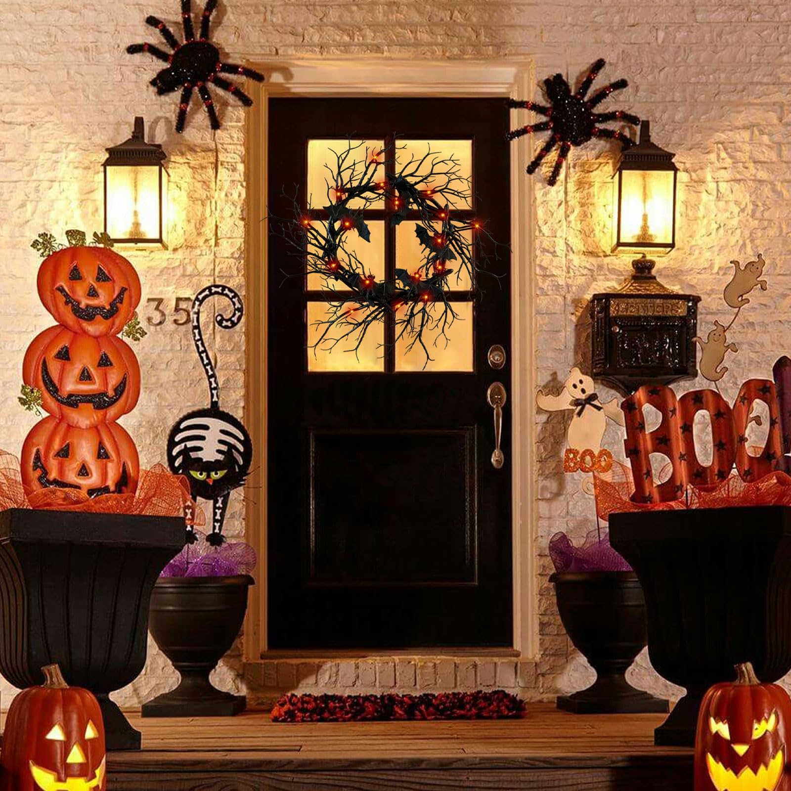 Seasonal Halloween bats wreath for farmhouse decor