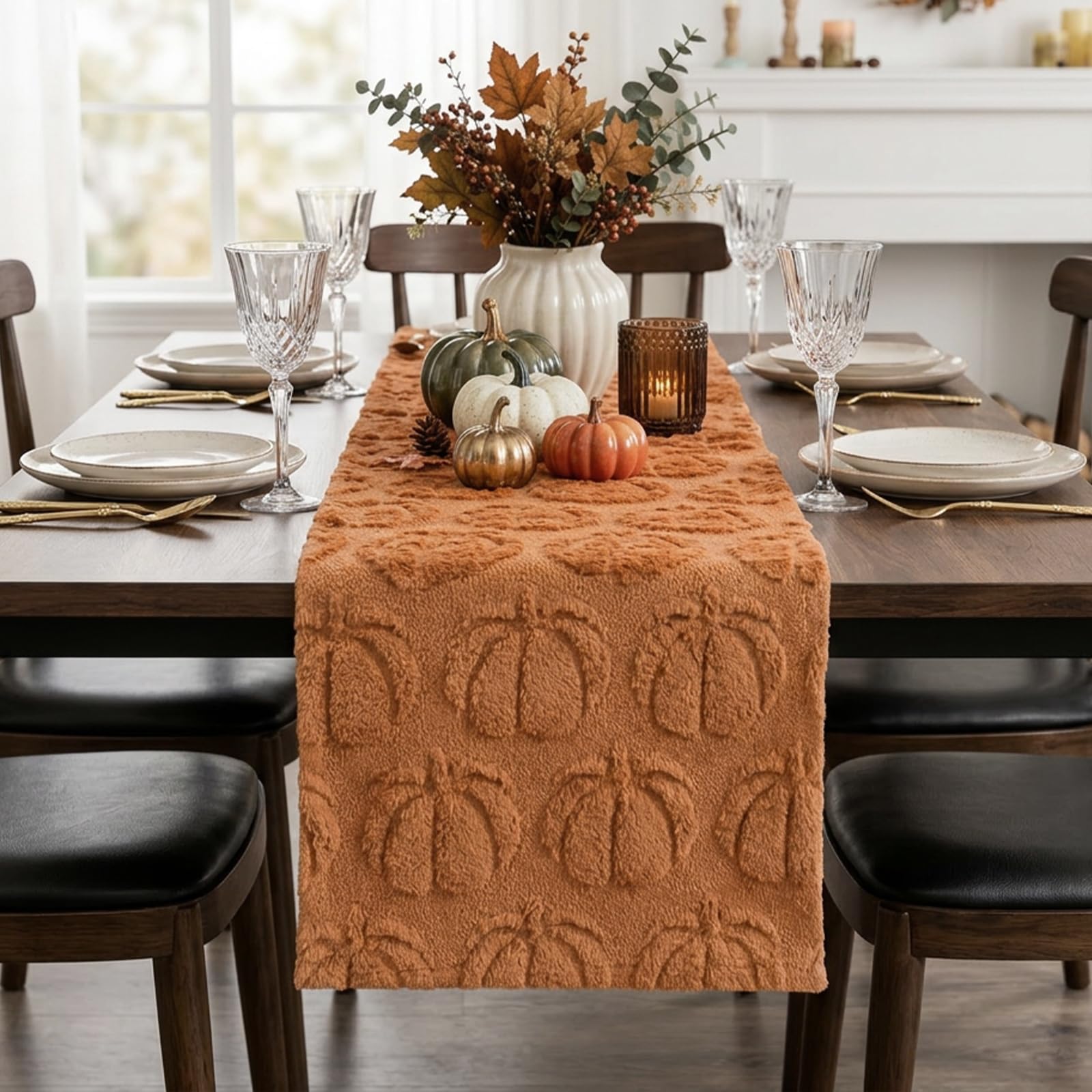 Seasonal indoor outdoor décor fall runner for dining rooms