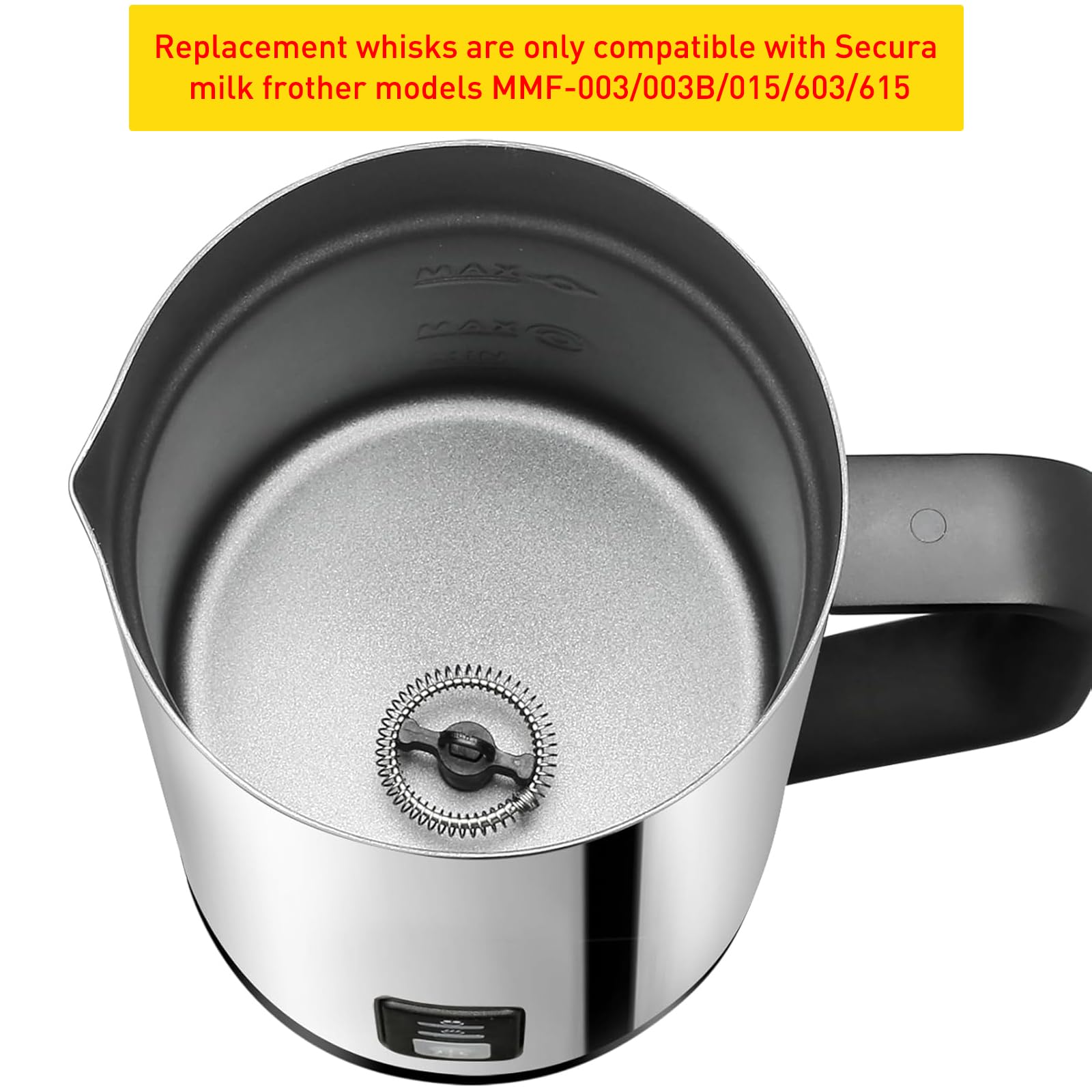 Two rustproof stainless steel whisks for Secura frother