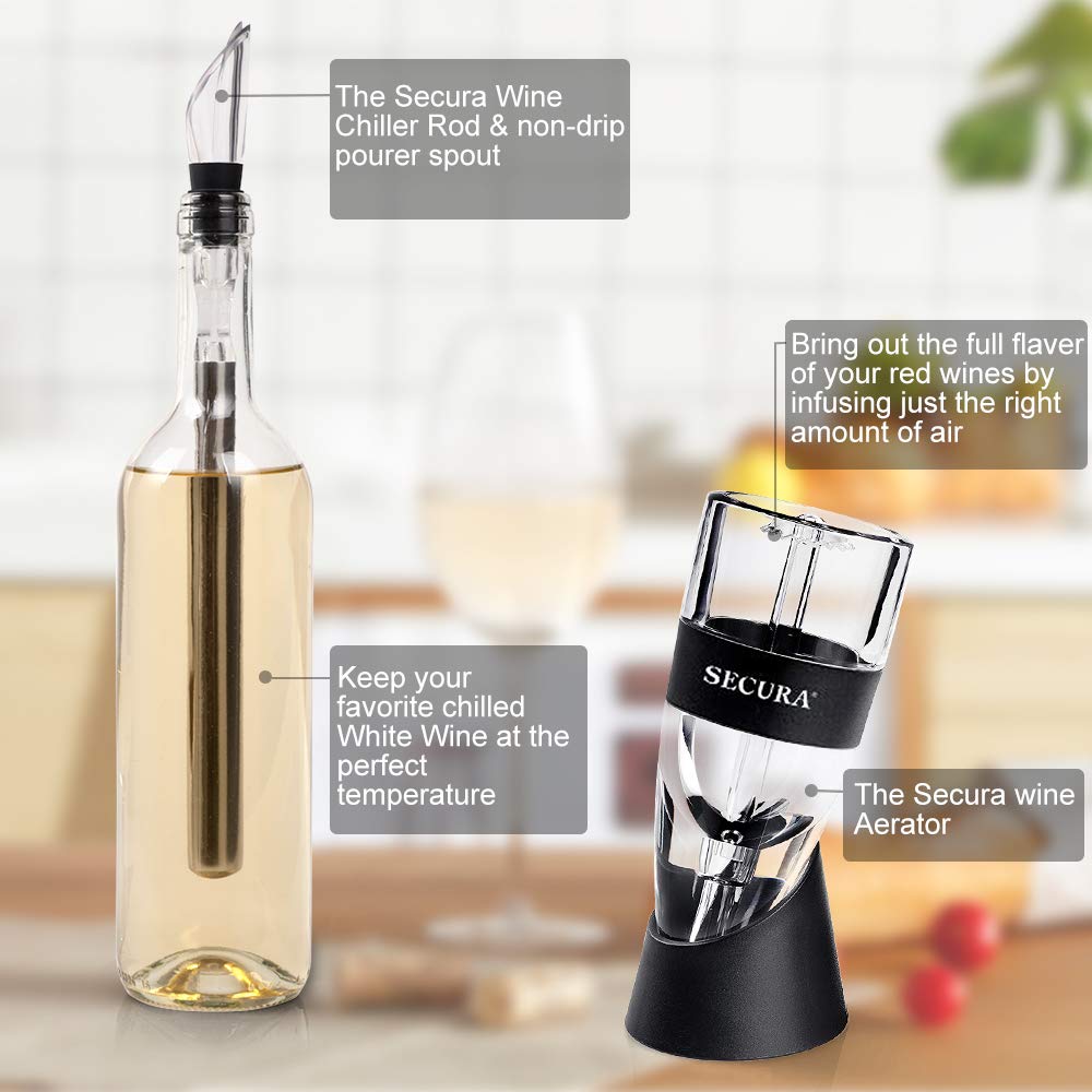 Two dated wine stoppers with wine saver pump in Secura kit