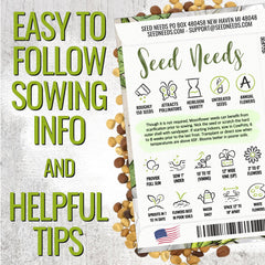Seed Needs seed pouch art and sowing information for Moonflower