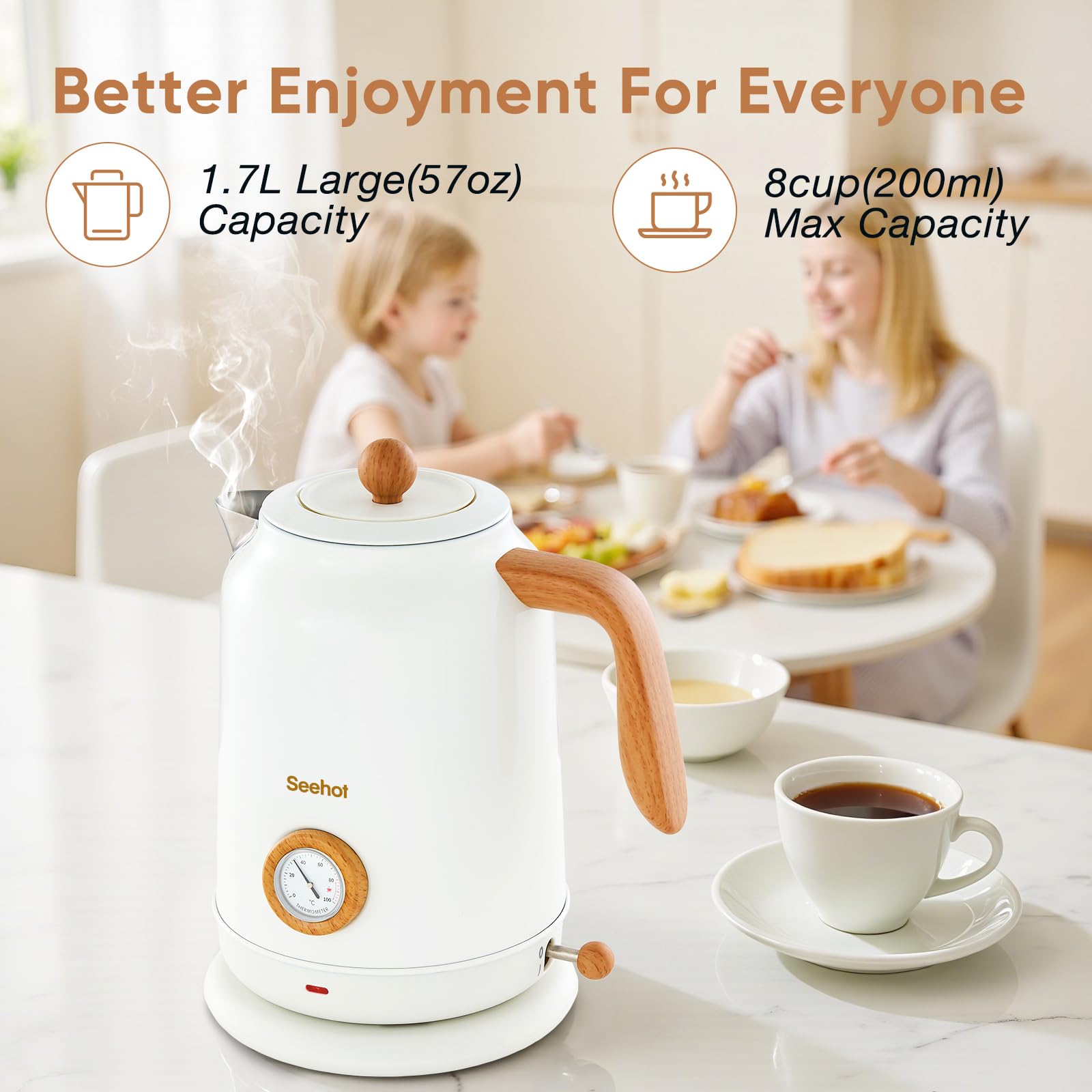 Seehot 1200W fast boil stainless steel kettle