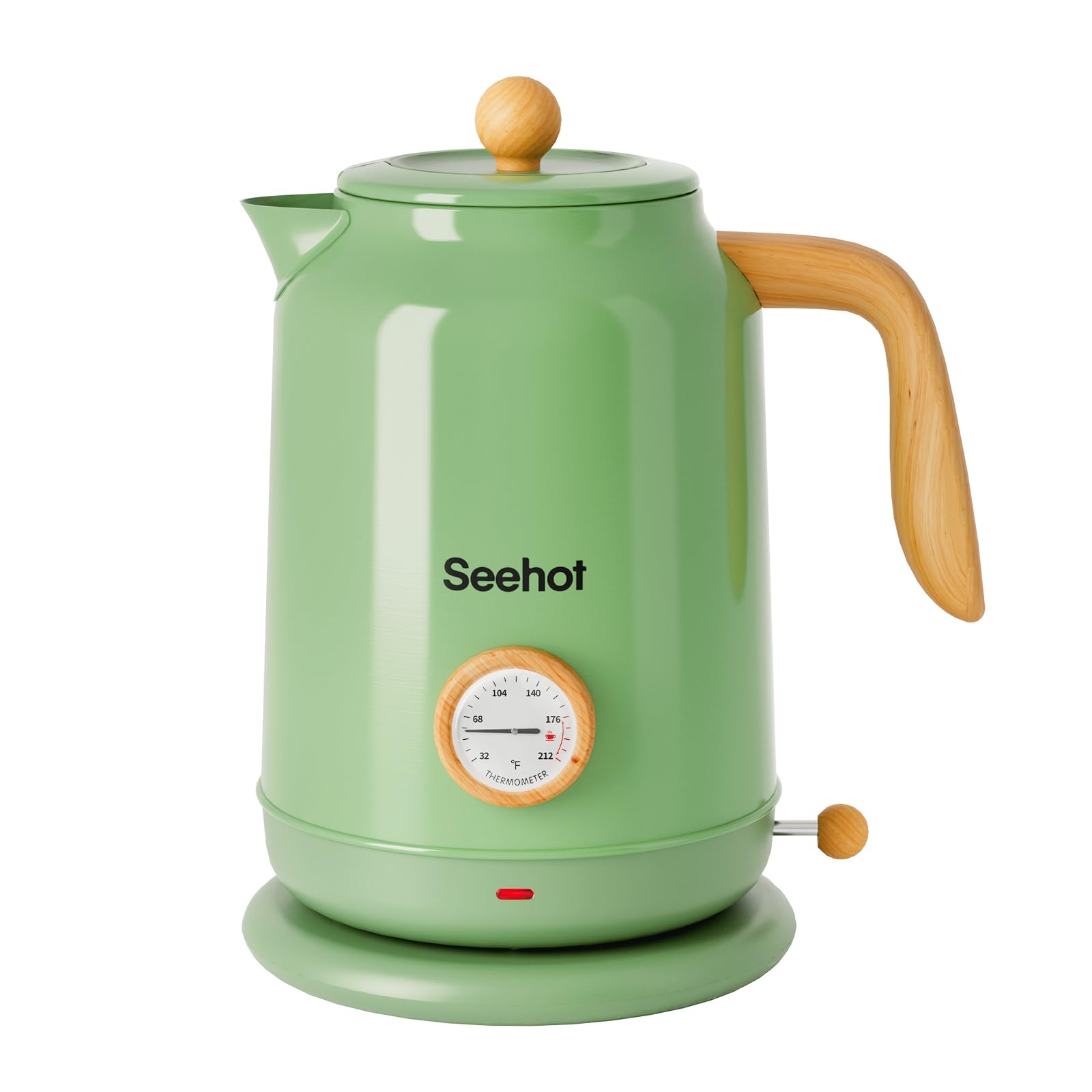 Seehot electric kettle with thermometer green finish