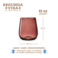 Recycled Mexican glassware Segunda Vida Rosado 13 oz wine glass