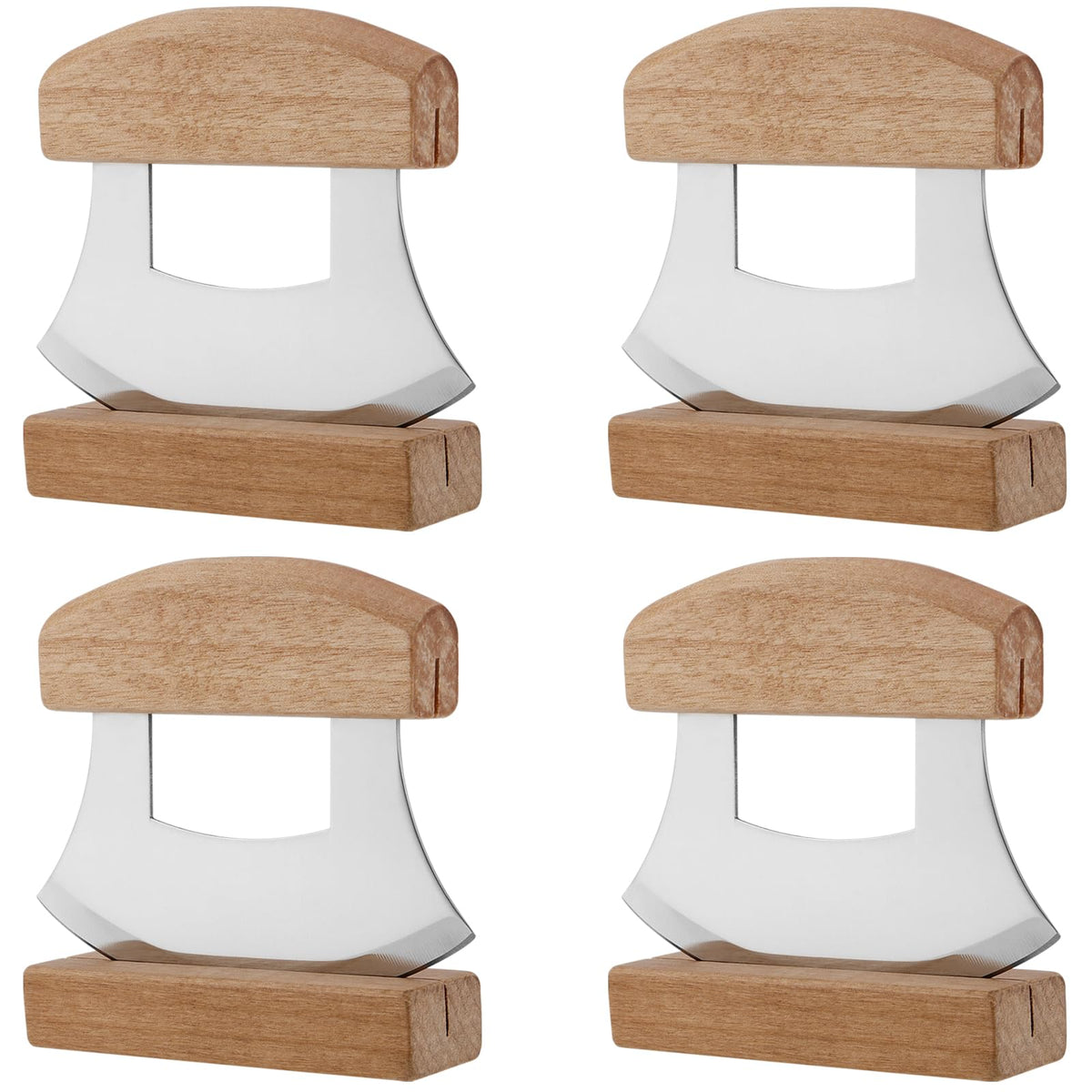SEHOI 4 Pack stainless steel ulu knives with wooden handles