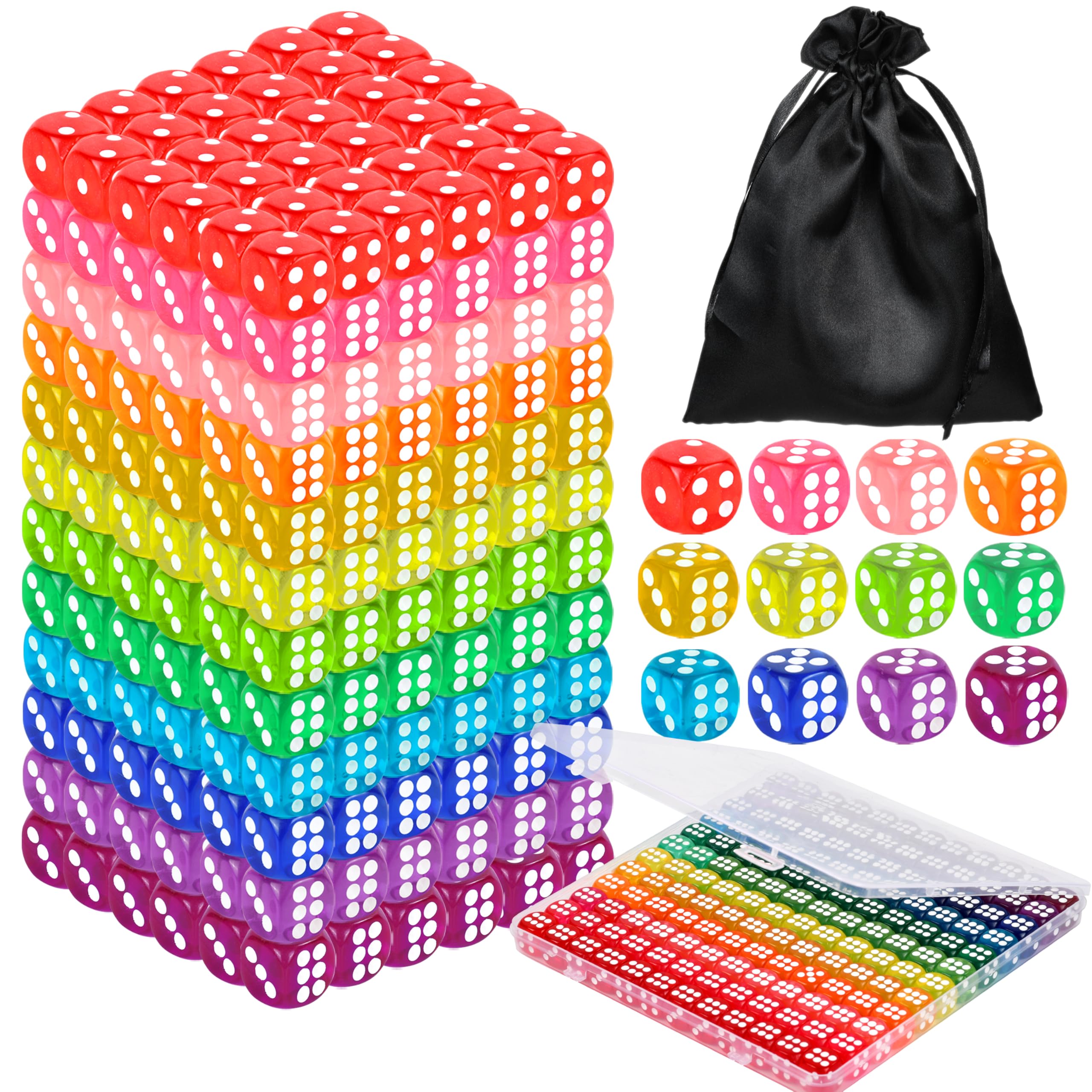 Seifar colored dice bulk set 120 pcs 14 mm in 12 colours