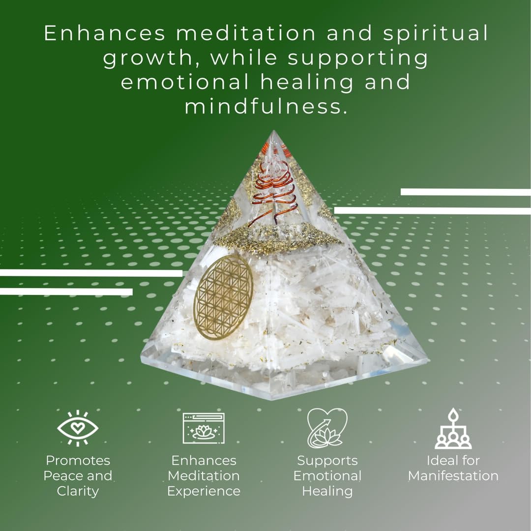 Selenite glow crystal pyramid for meditation and energy healing