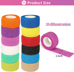 Self adhesive bandage wrap 12 rolls 1 inch by 5 yards