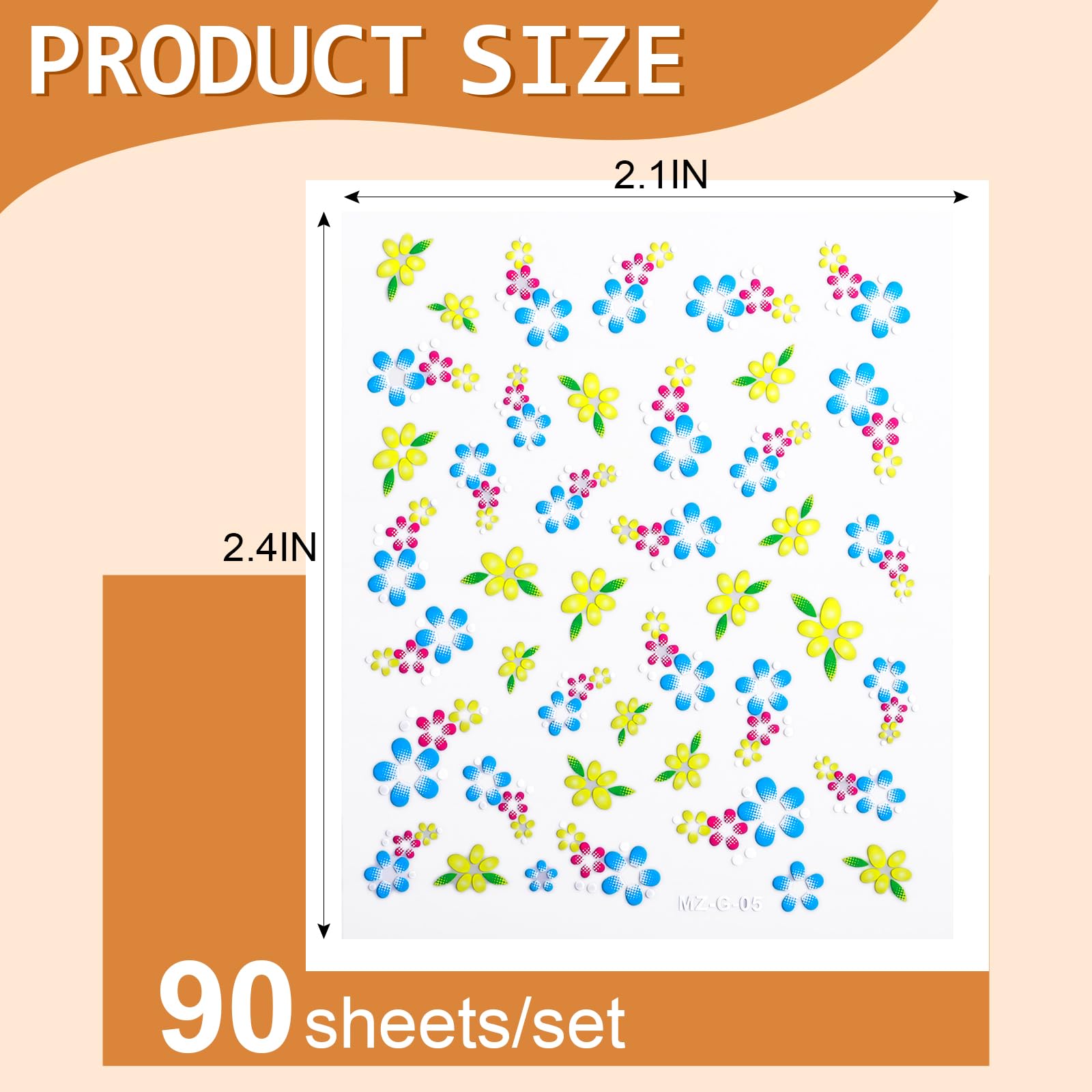 Self adhesive 3D floral decals for nails with tweezers