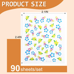 Self adhesive 3D floral decals for nails with tweezers