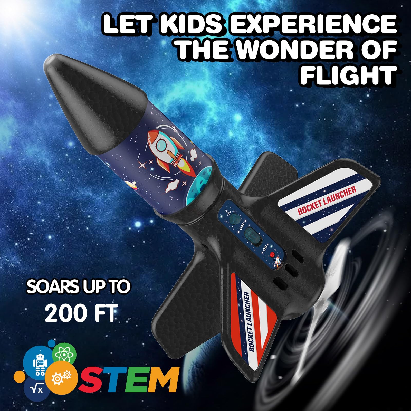 Self-launching rocket launcher for outdoor play