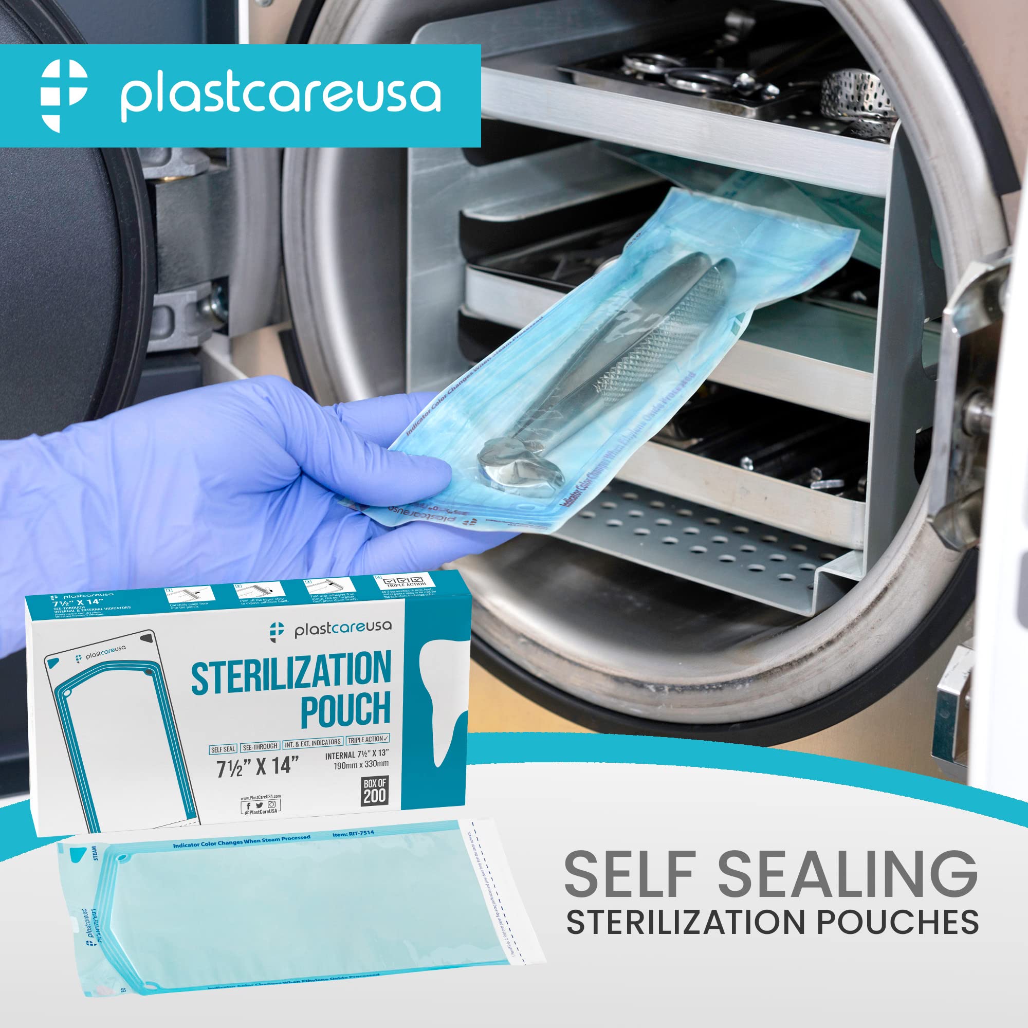 latex-free sterilization pouch for dental instruments with color change indicator