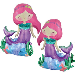 Self-Standing Mermaid Balloons 26 inch with purple tail