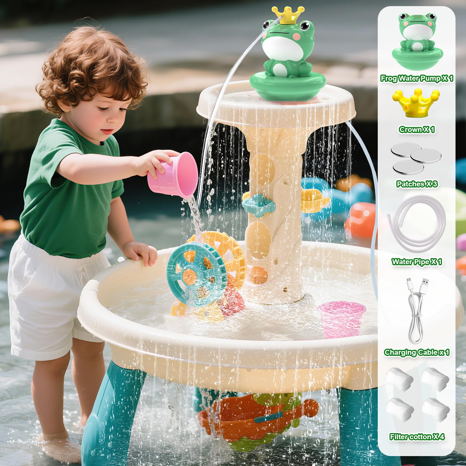 Semi-circular bottom bracket fits round hourglass-shaped water tables