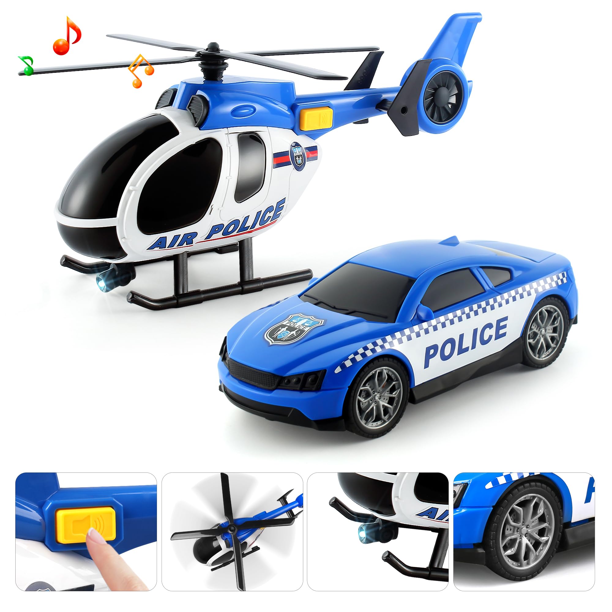 police truck toy with flashing lights and horn sounds