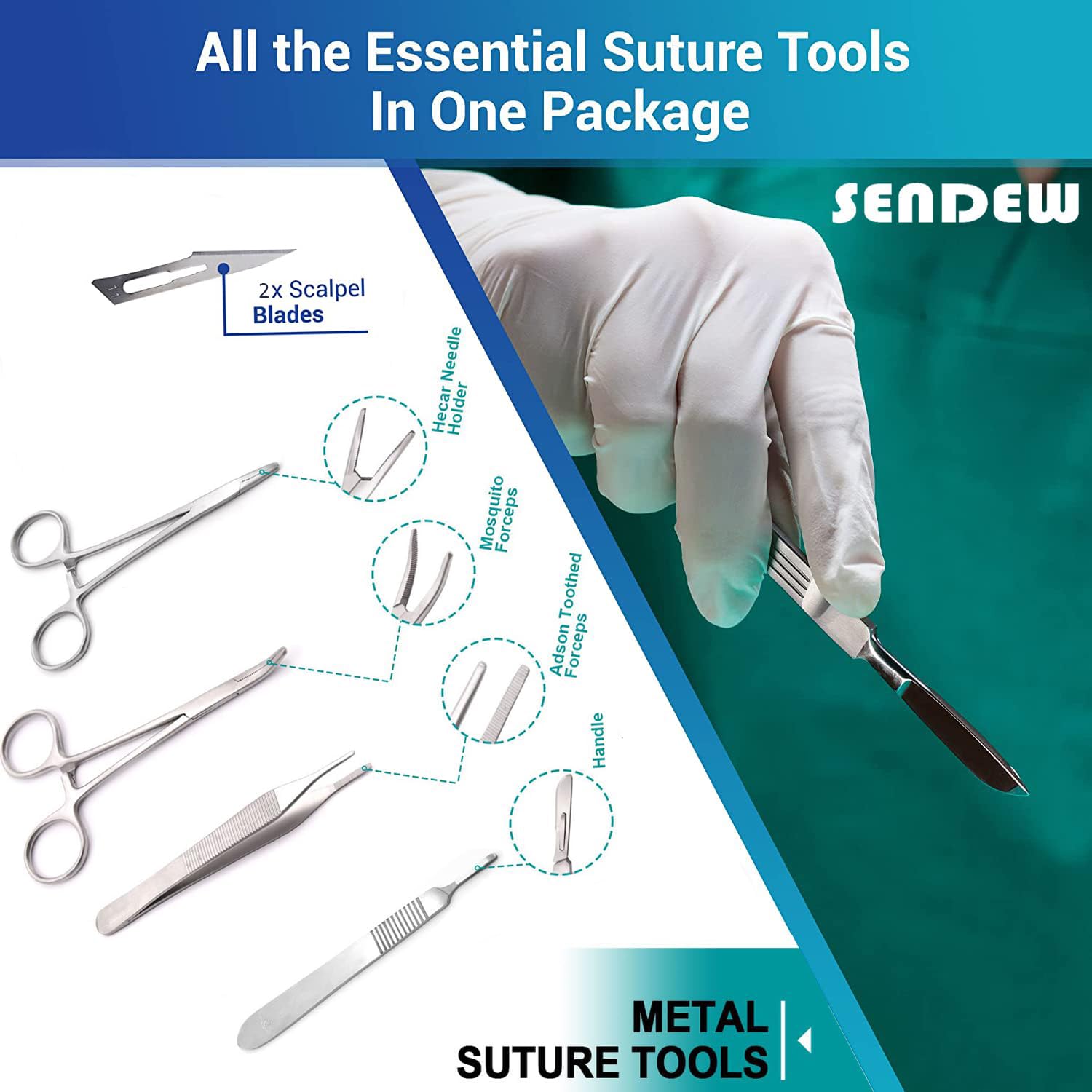 Sendew large silicone suture pad with 14 wounds image