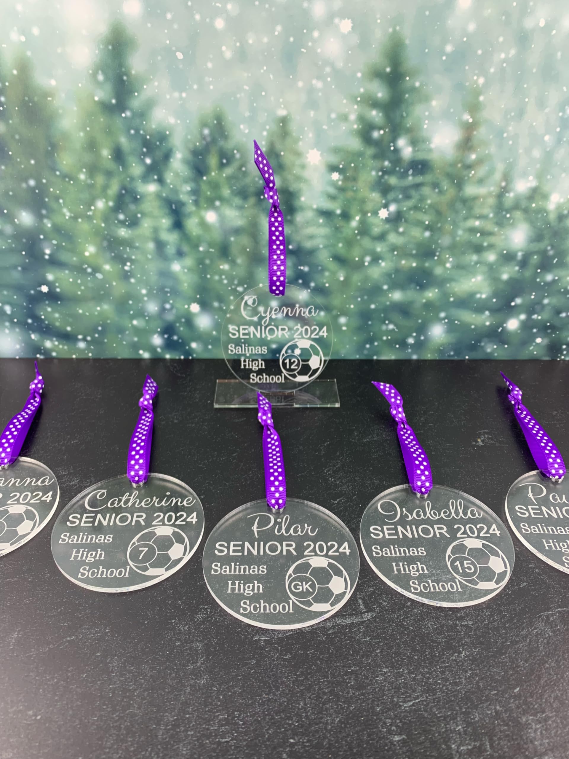 Senior soccer gifts clear acrylic ornament