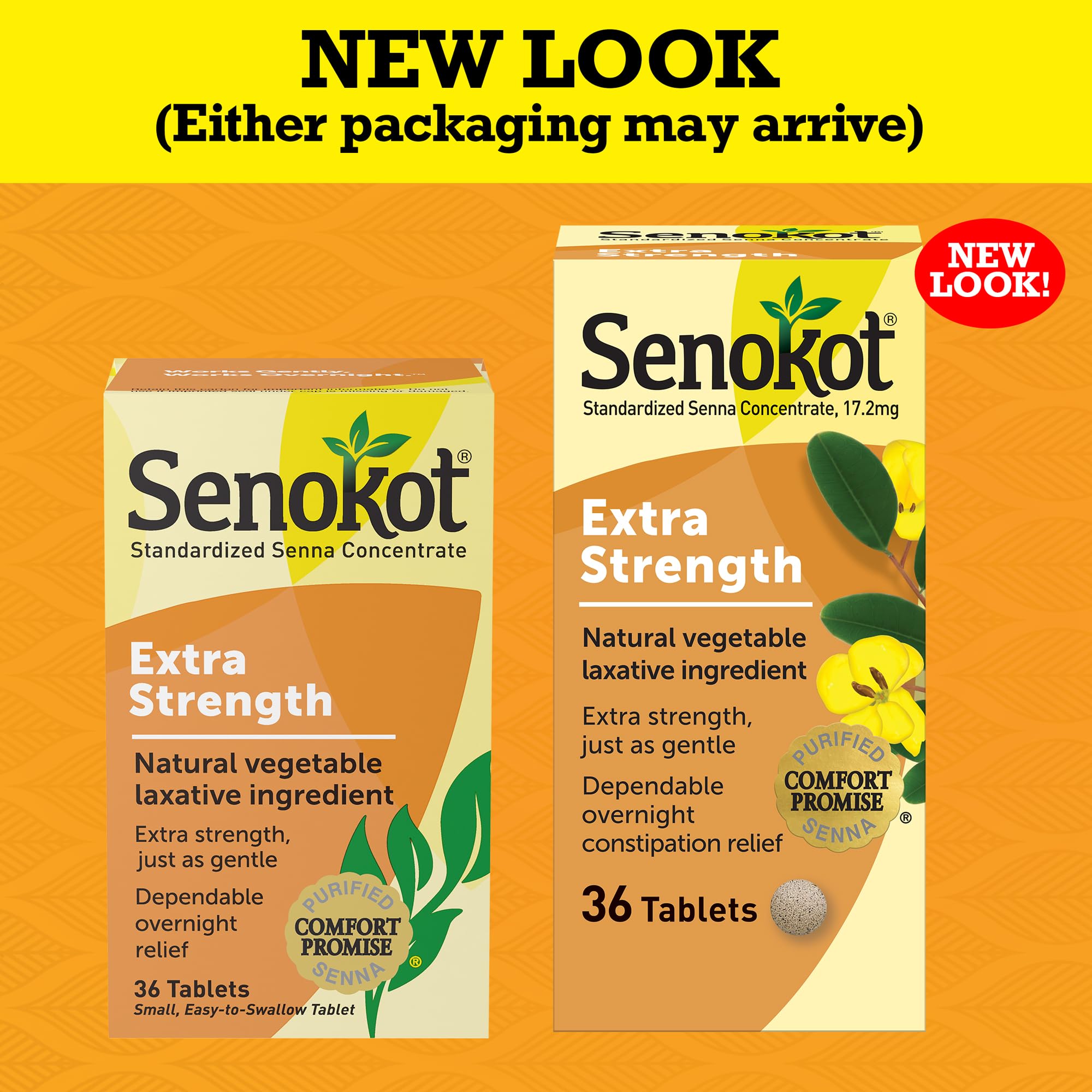 senokot 36 count tablets product packaging with label