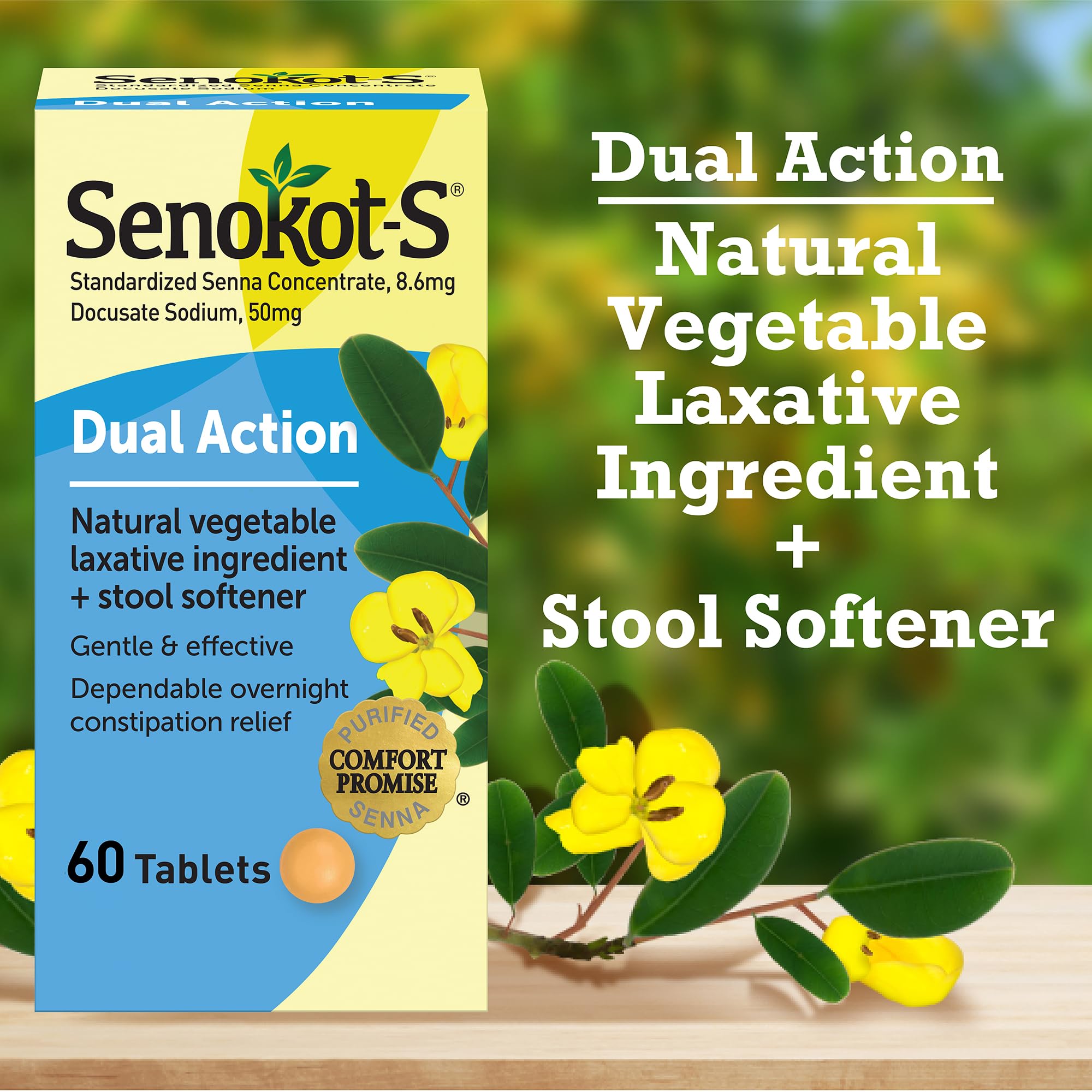 Senokot packaging for stool softener medication