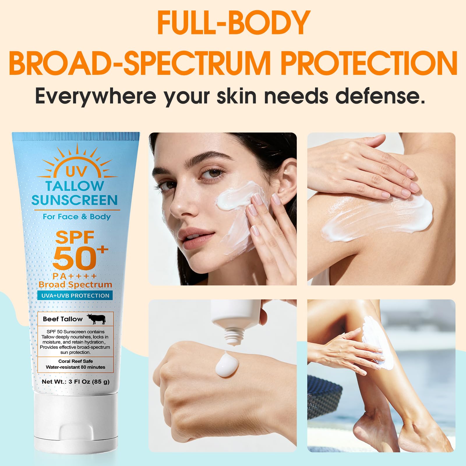 Face neck and body sunscreen non-greasy