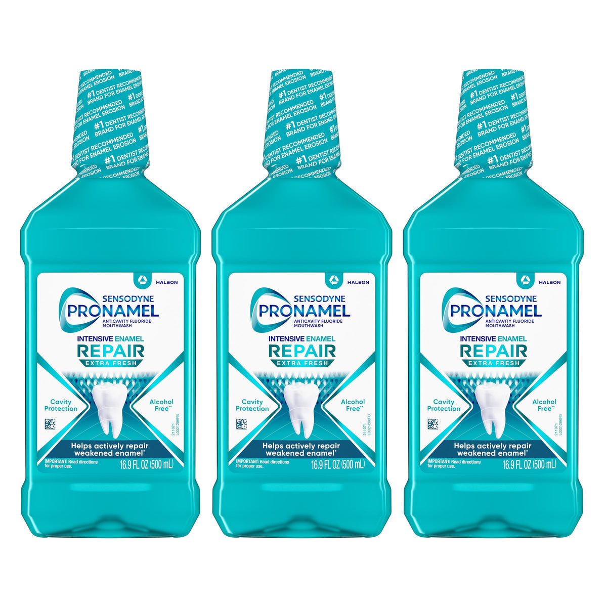 Sensodyne Pronamel Intensive Enamel Repair Mouthwash three pack bottles 16.9 fl oz each
