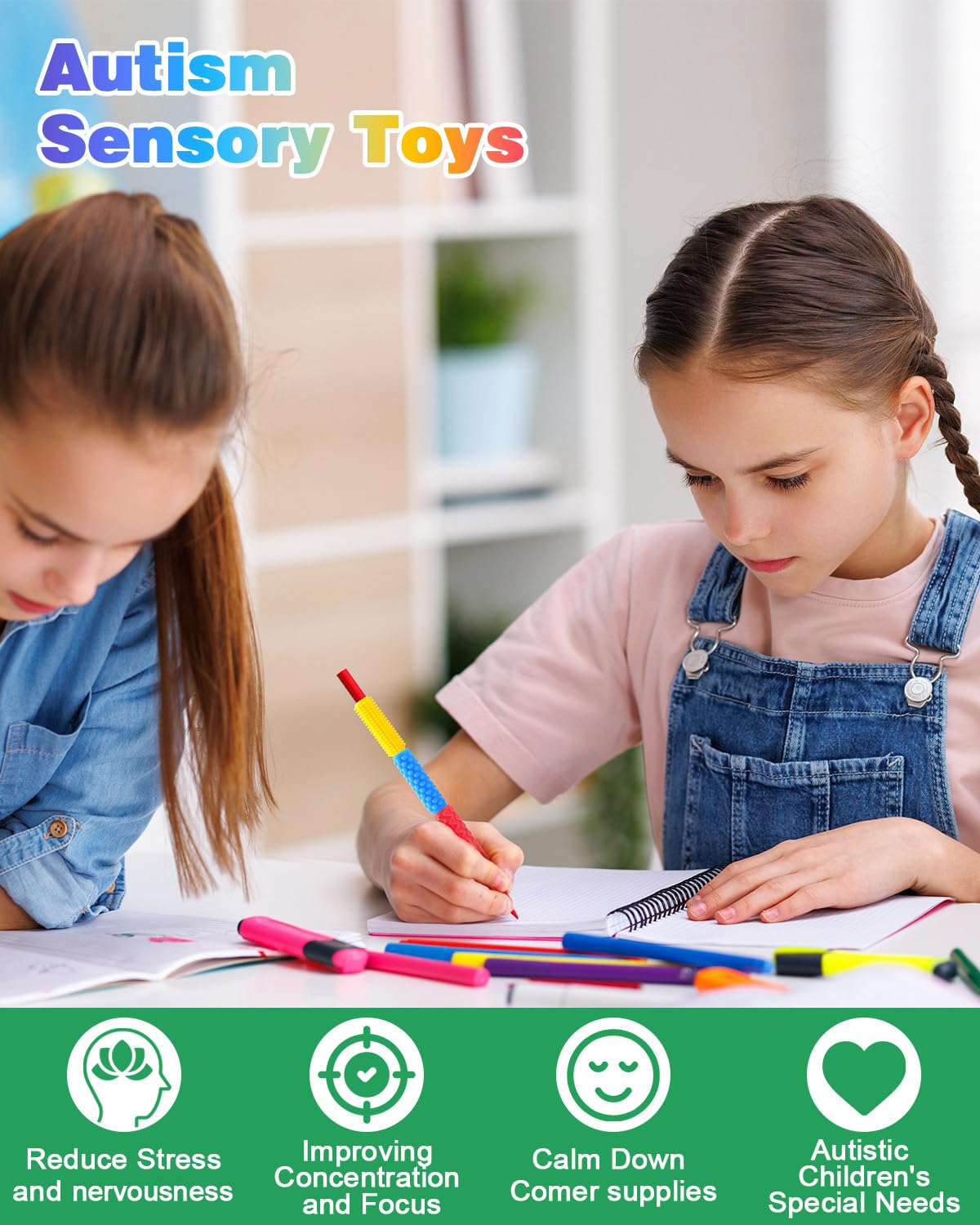 Silent fidget tools suitable for classroom and office settings