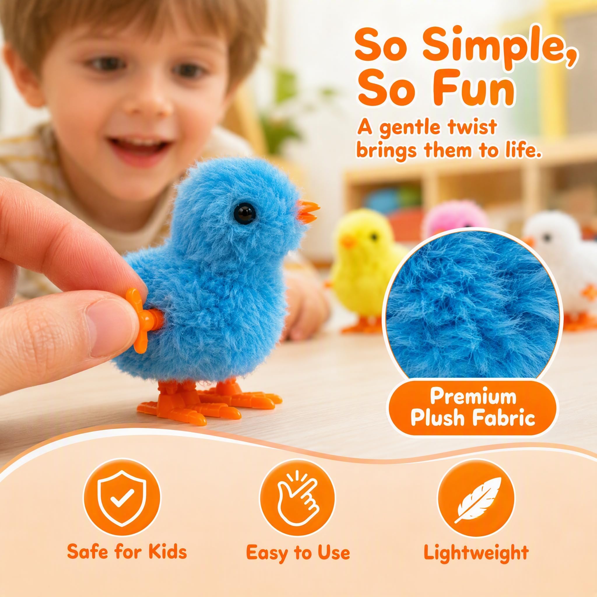 Sensory friendly SAURAWAN chick wind-up toys for kids