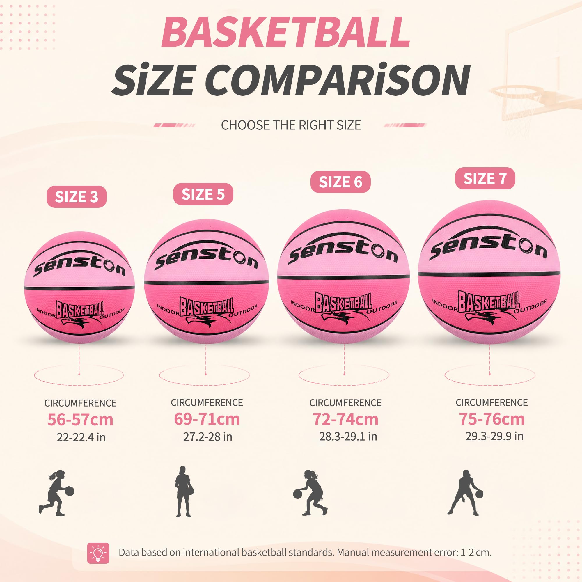 Colorful pink Senston basketball design for court