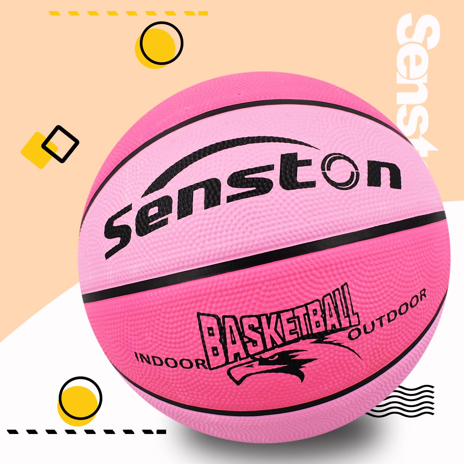 80 percent nylon windings for shape retention on Senston basketball