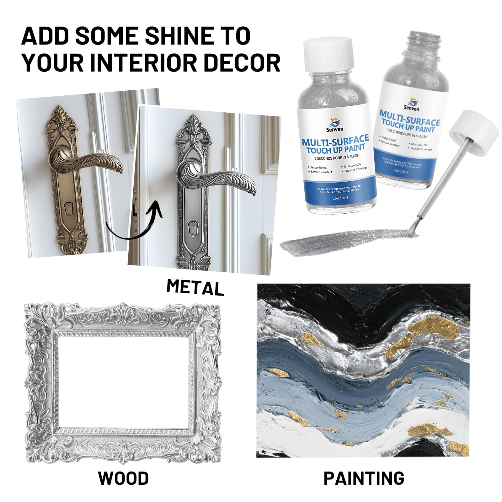 Senven multi surface paint for metal wood plastic canvas